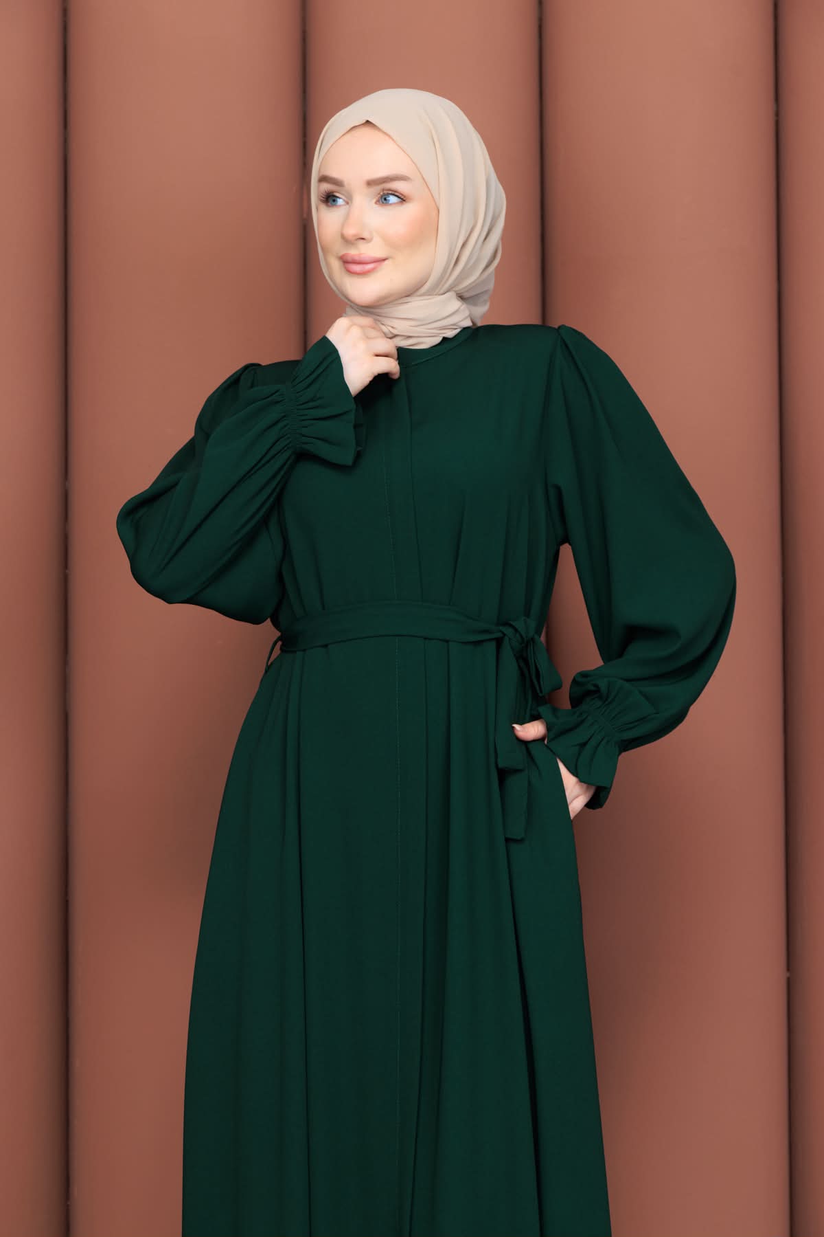 Yeşil Papatya Model Ferace // Elbise