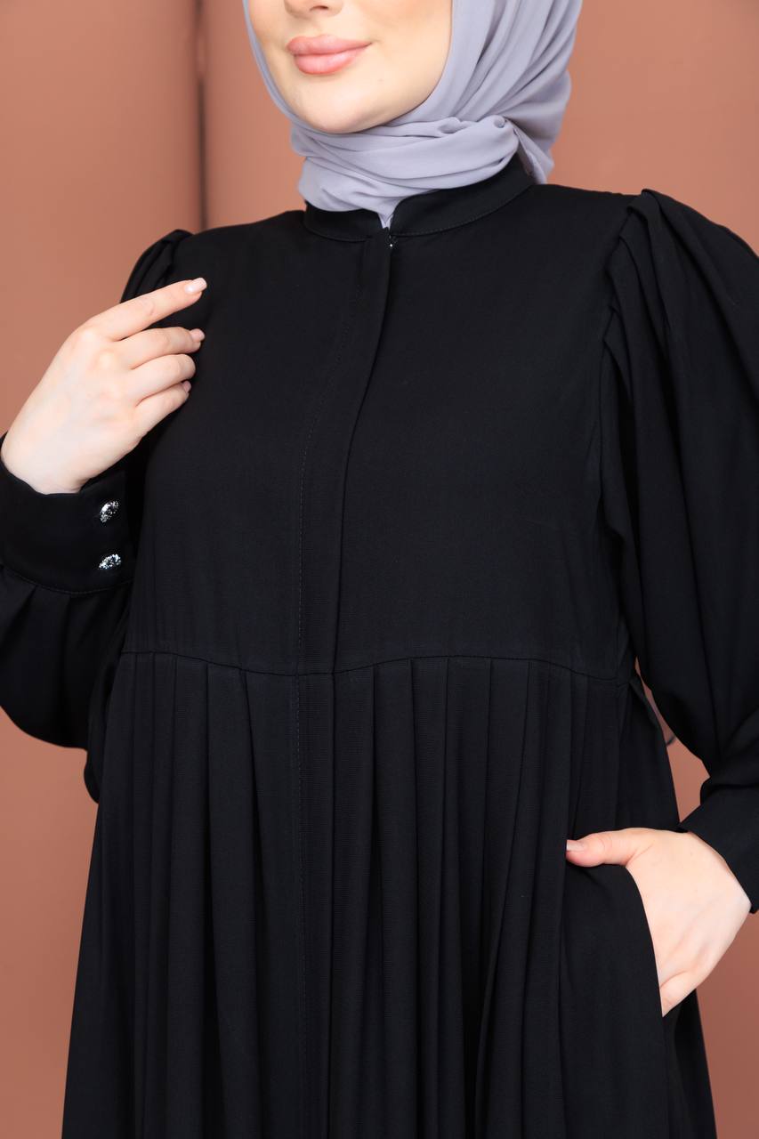 Siyah Mihra Model Ferace - Medine İpeği - Kumaş Detayı | Fugu Ferace Tesettür Giyim